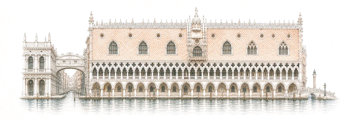 Watercolor illustration of Doge’s Palace: Special Itineraries