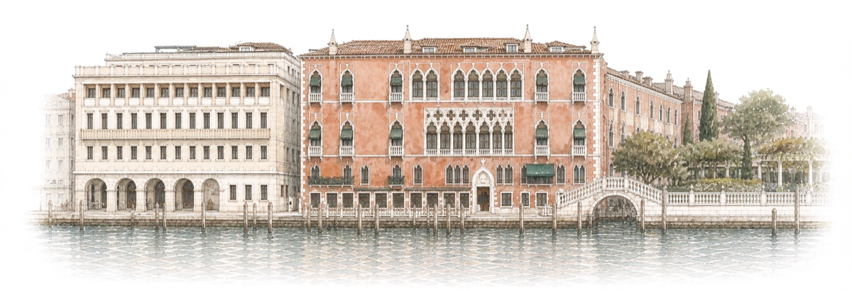 Watercolor exterior of Hotel Gabrielli