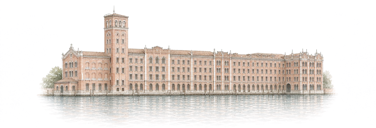 Watercolor exterior of Hilton Molino Stucky Venice