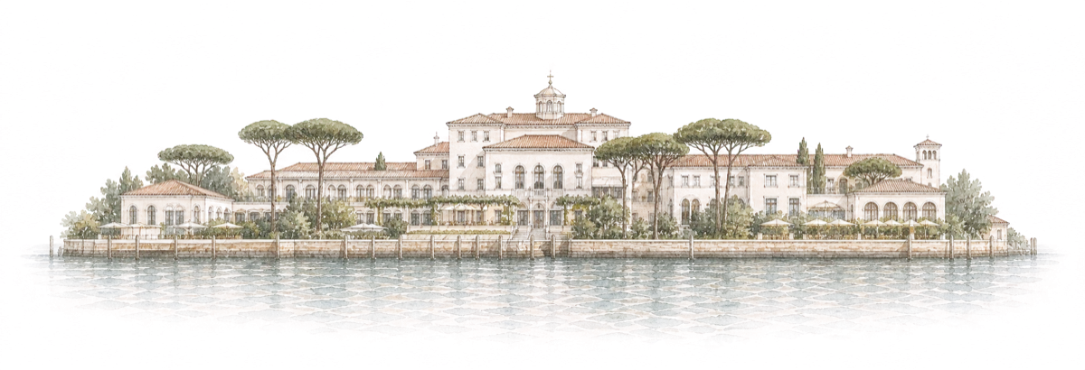 Watercolor exterior of JW Marriott Venice Resort & Spa